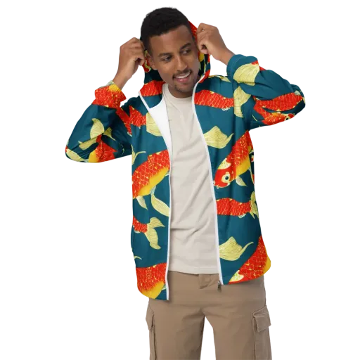 Teal Pond on a Men's Windbreaker