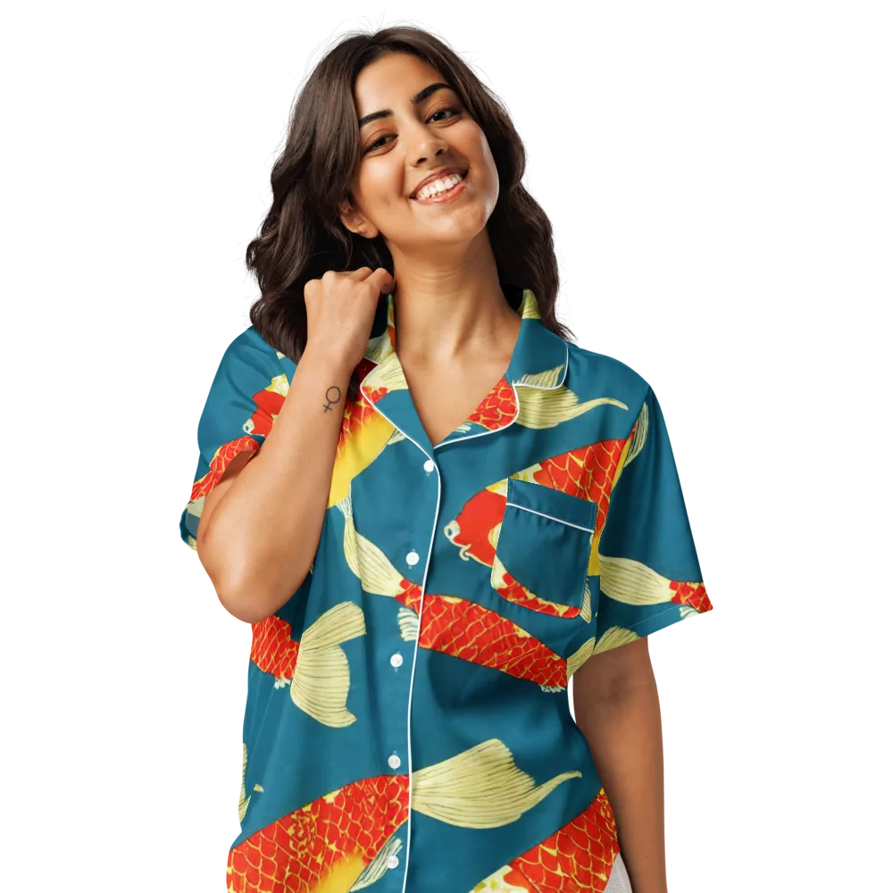 Teal Pond on Women's Short Sleeve Pajama Top — Front