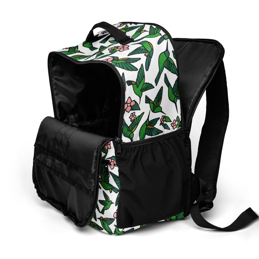 Emerald Hummingbird Garden on Utility Backpack — Product details 2