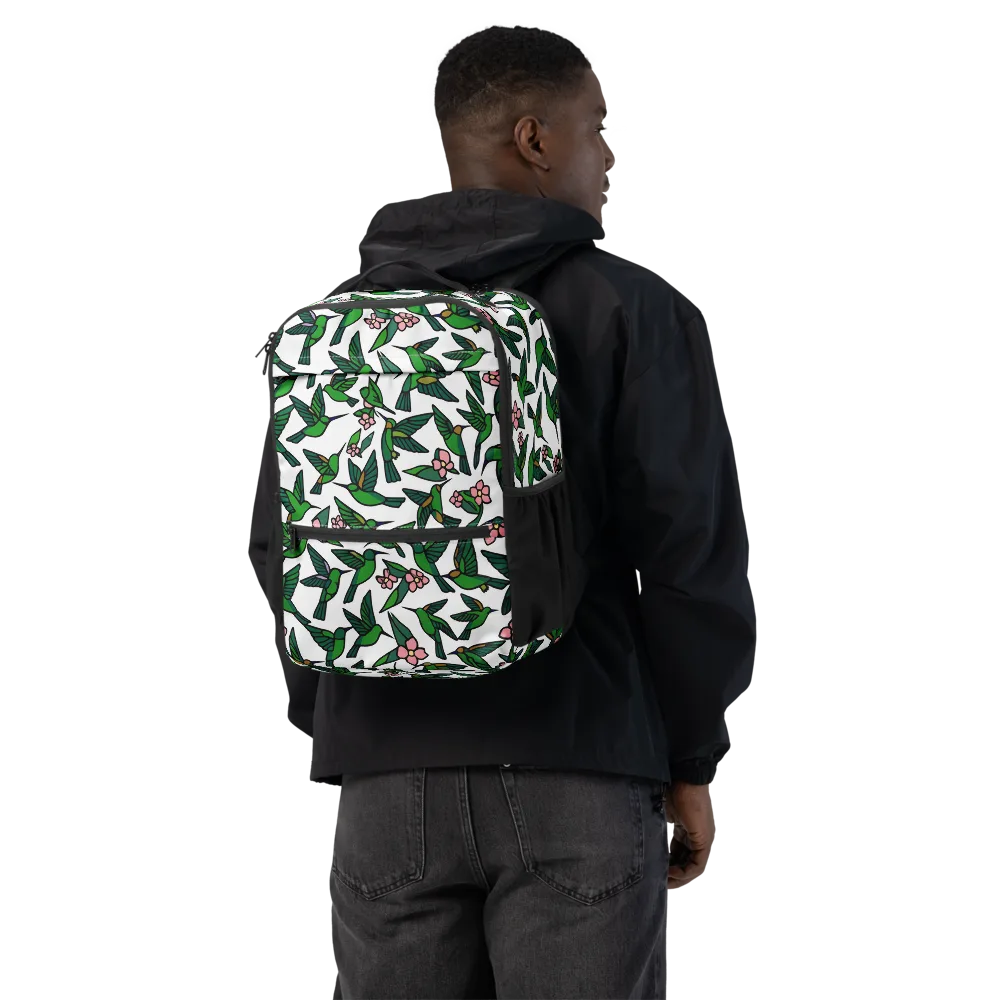 Emerald Hummingbird Garden on Utility Backpack — Back