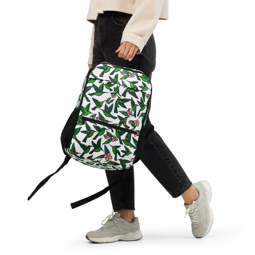 Emerald Hummingbird Garden on Utility Backpack — Front