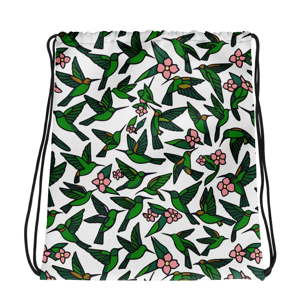 Emerald Hummingbird Garden on Drawstring Bag — Photo