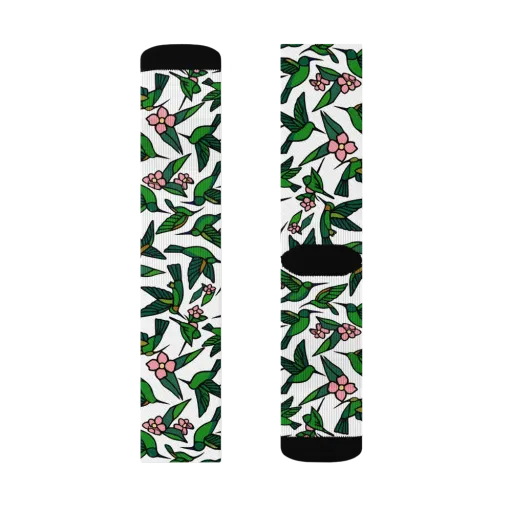 Emerald Hummingbird Garden on a Socks
