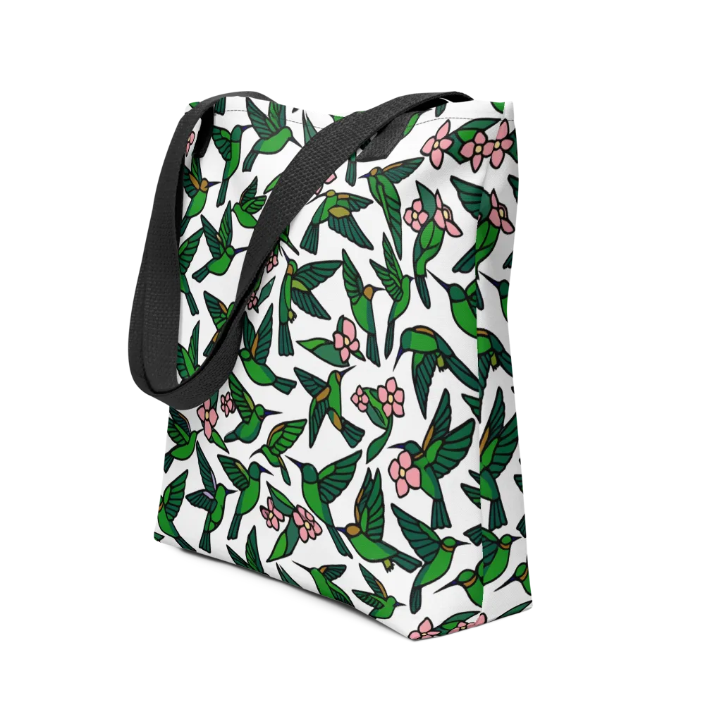 Emerald Hummingbird Garden on Tote Bag — Front