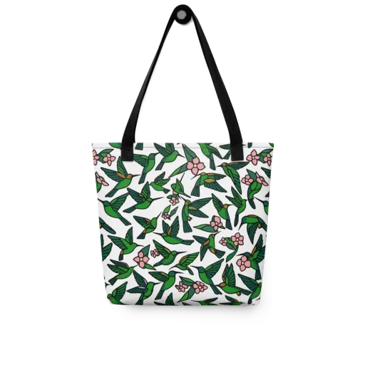 Emerald Hummingbird Garden on a Tote Bag