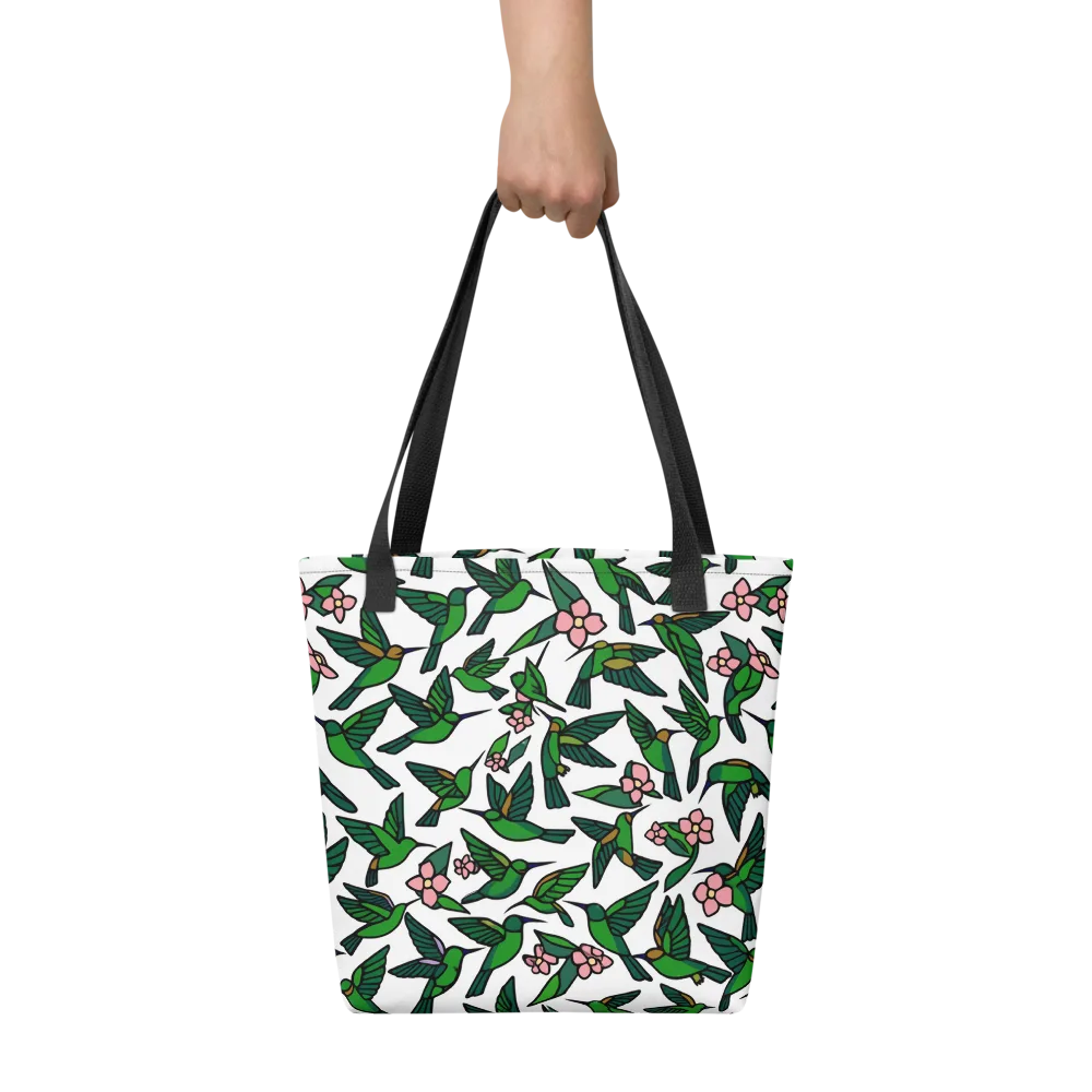 Emerald Hummingbird Garden on Tote Bag — Front