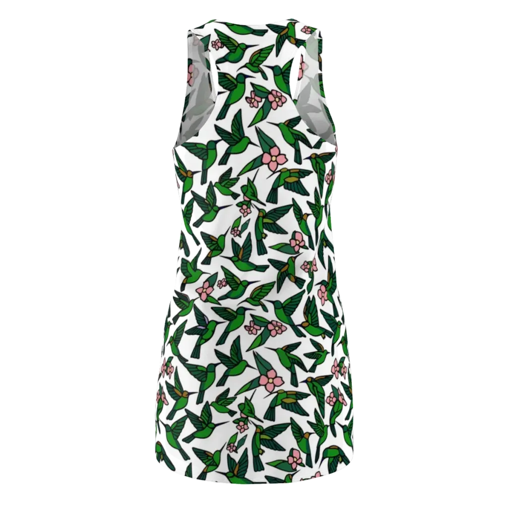 Emerald Hummingbird Garden on Racerback Dress — Back