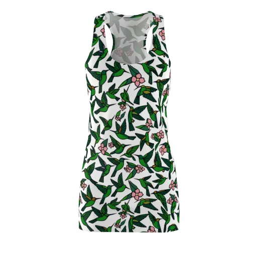 Emerald Hummingbird Garden on a Racerback Dress