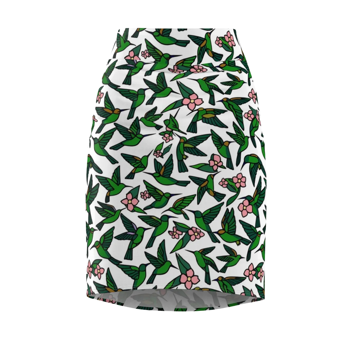 Emerald Hummingbird Garden on Pencil Skirt — Front