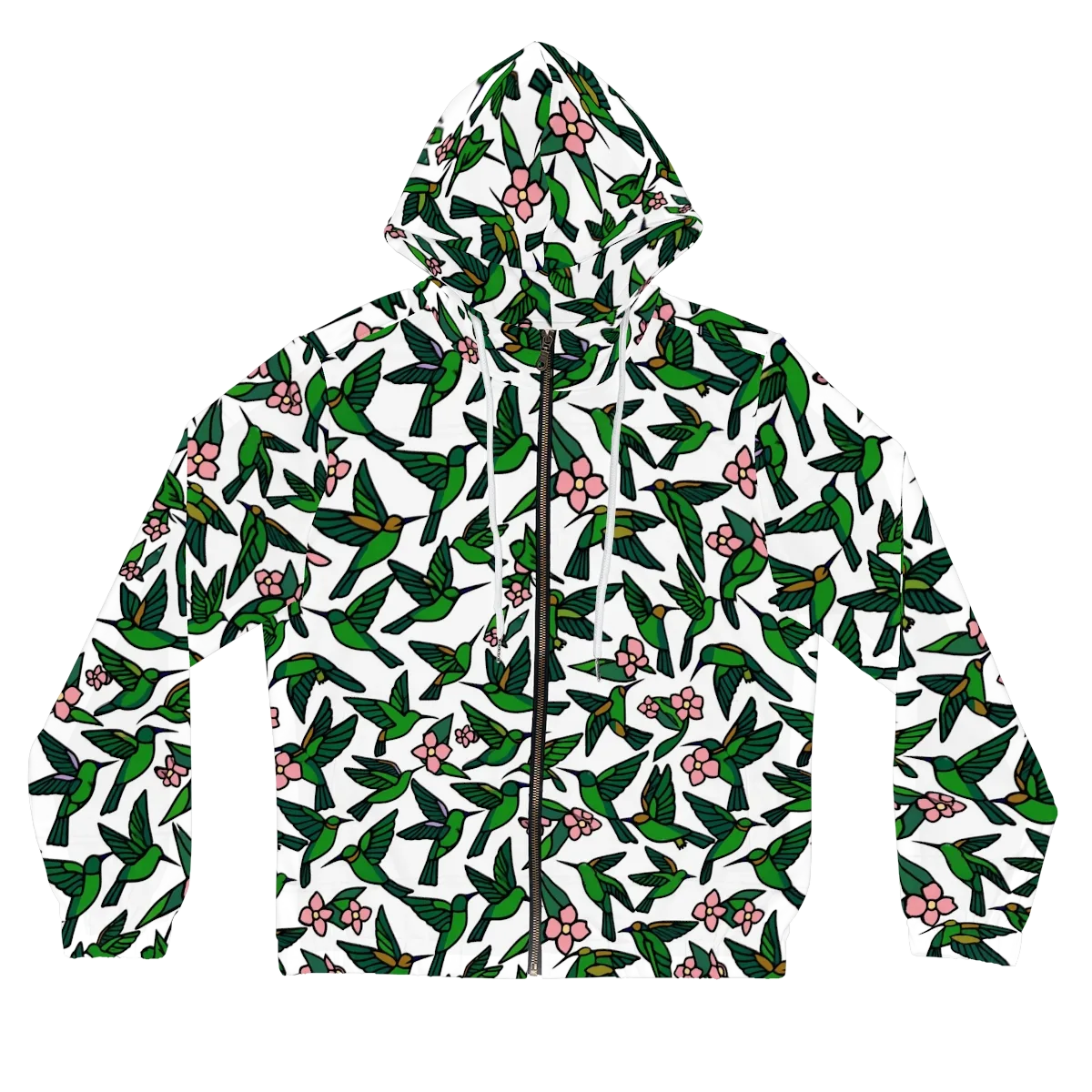 Emerald Hummingbird Garden on Women's Full-Zip Hoodie — Front