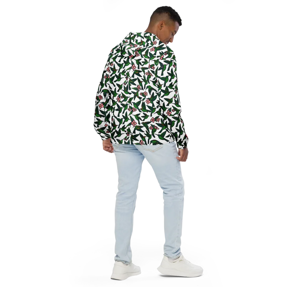 Emerald Hummingbird Garden on Men's Windbreaker — Back