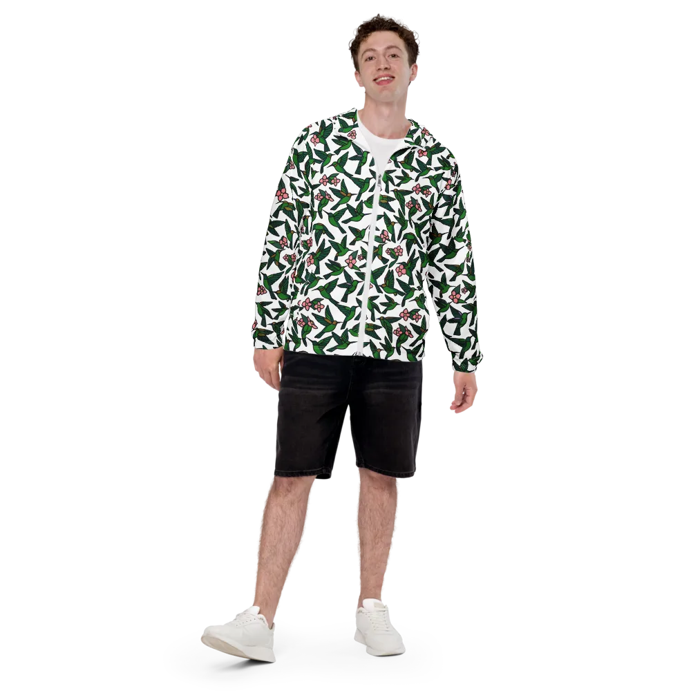 Emerald Hummingbird Garden on Men's Windbreaker — Front