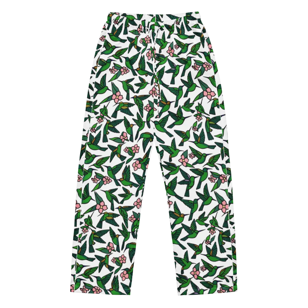 Emerald Hummingbird Garden on Women's Pajama Pants — Front