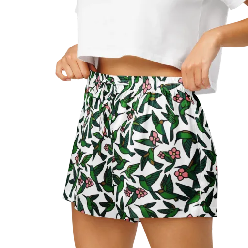 Emerald Hummingbird Garden on a Women's Pajama Shorts