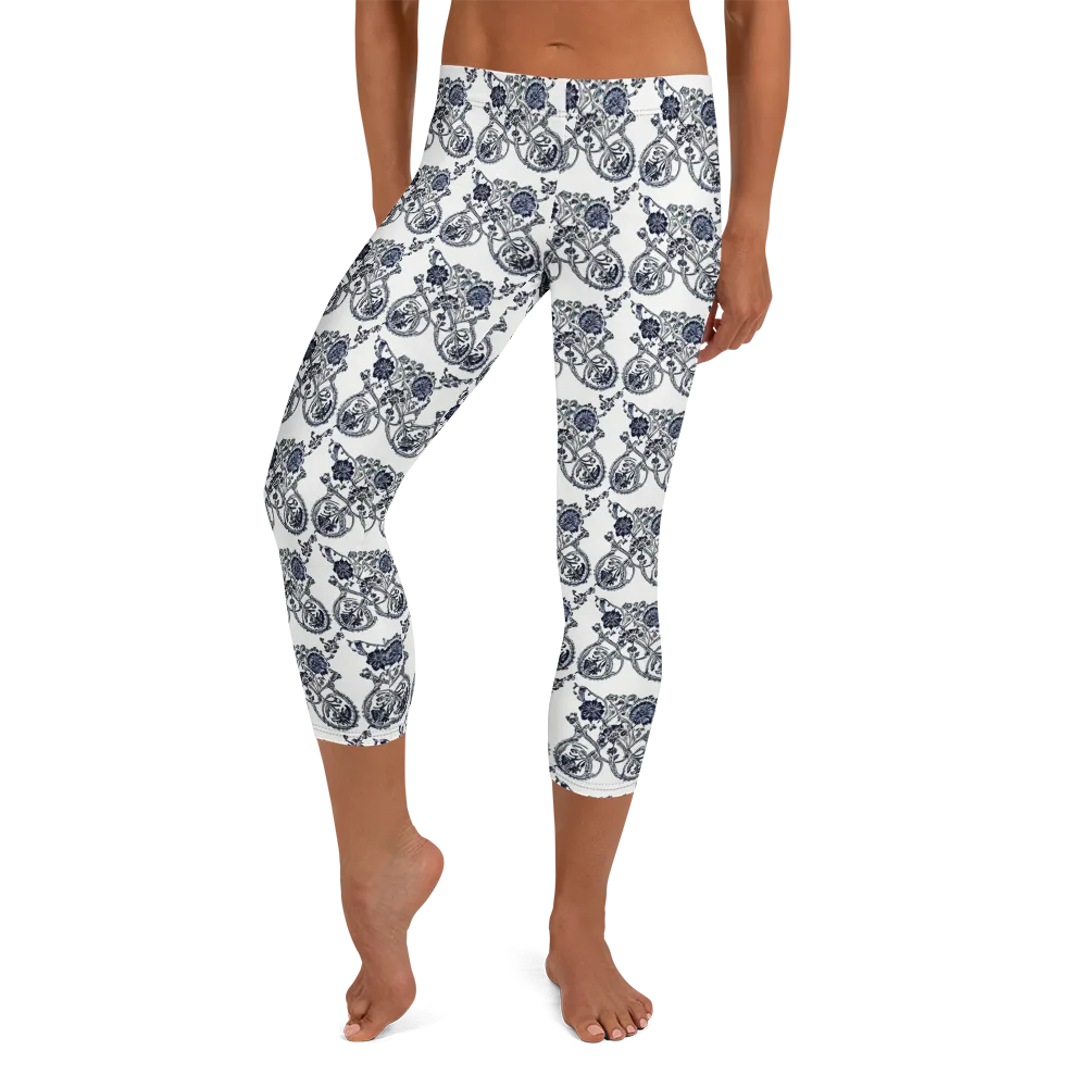 Navy Engraving on Capri Leggings — Front
