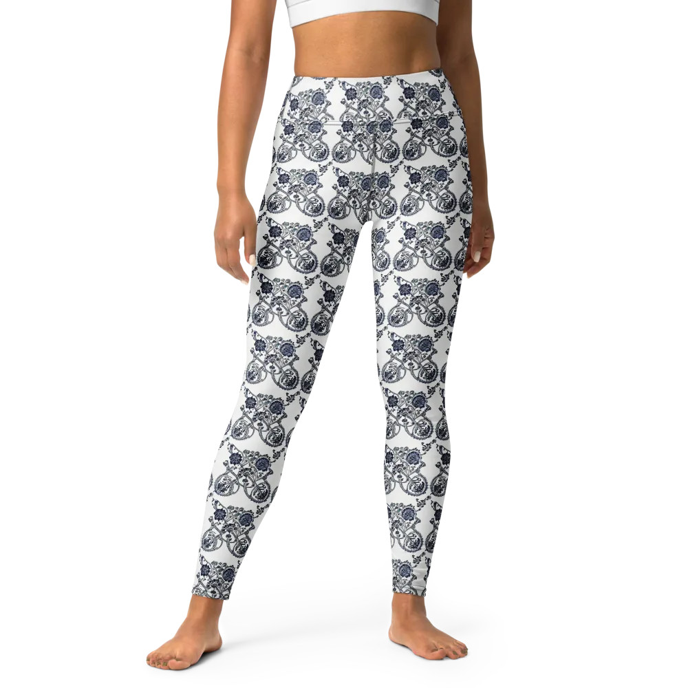 Navy Engraving on Yoga Leggings — Front