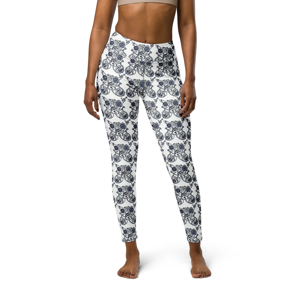 Navy Engraving on Yoga Leggings — Front