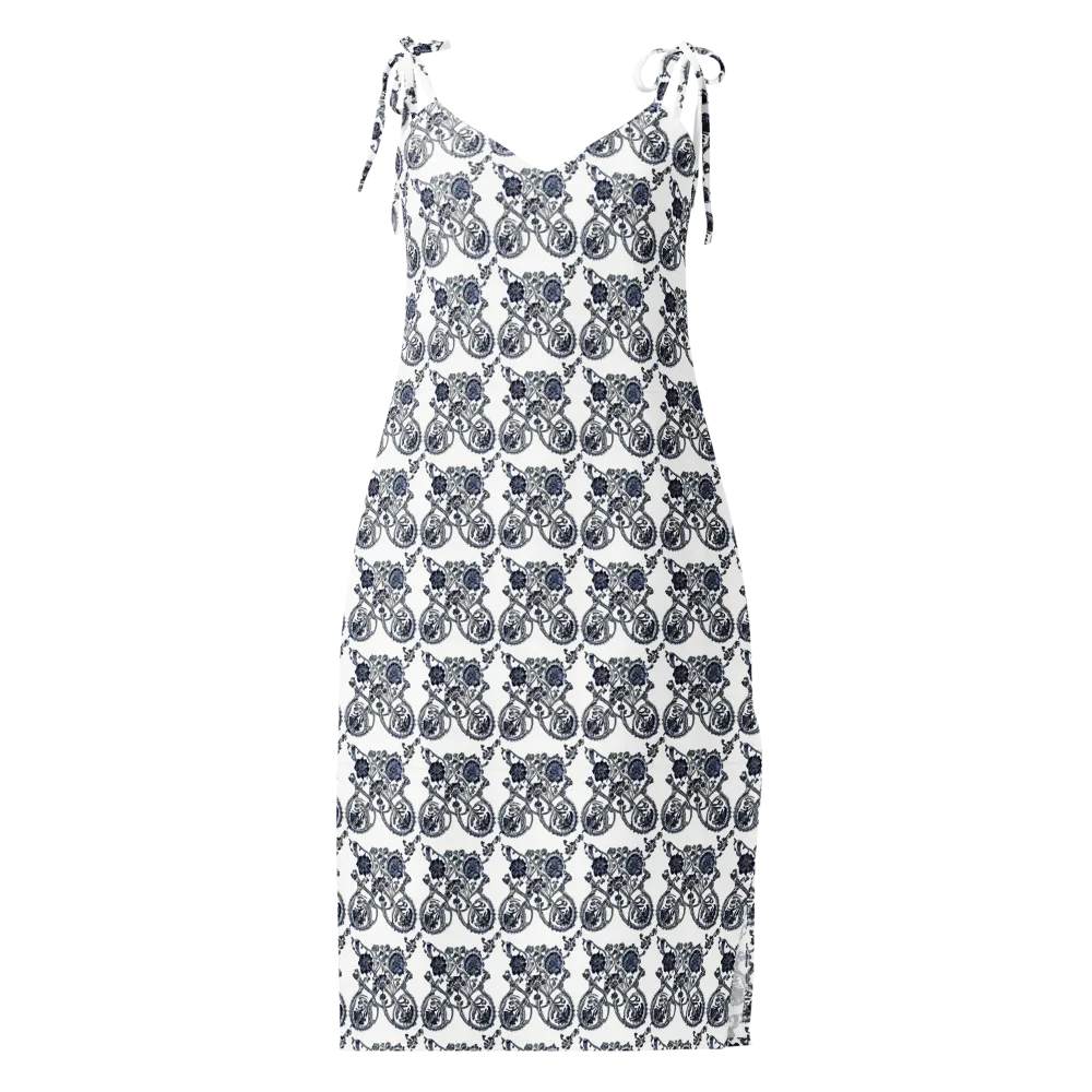 Navy Engraving on Slip Dress — Front