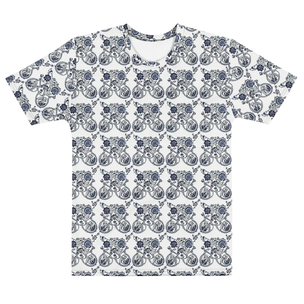 Navy Engraving on Men's Cotton Crew Neck T-Shirt — Front