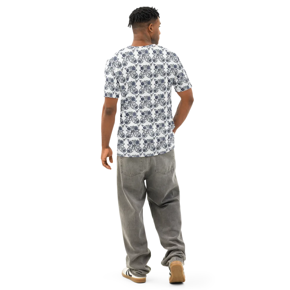 Navy Engraving on Men's Cotton Crew Neck T-Shirt — Back