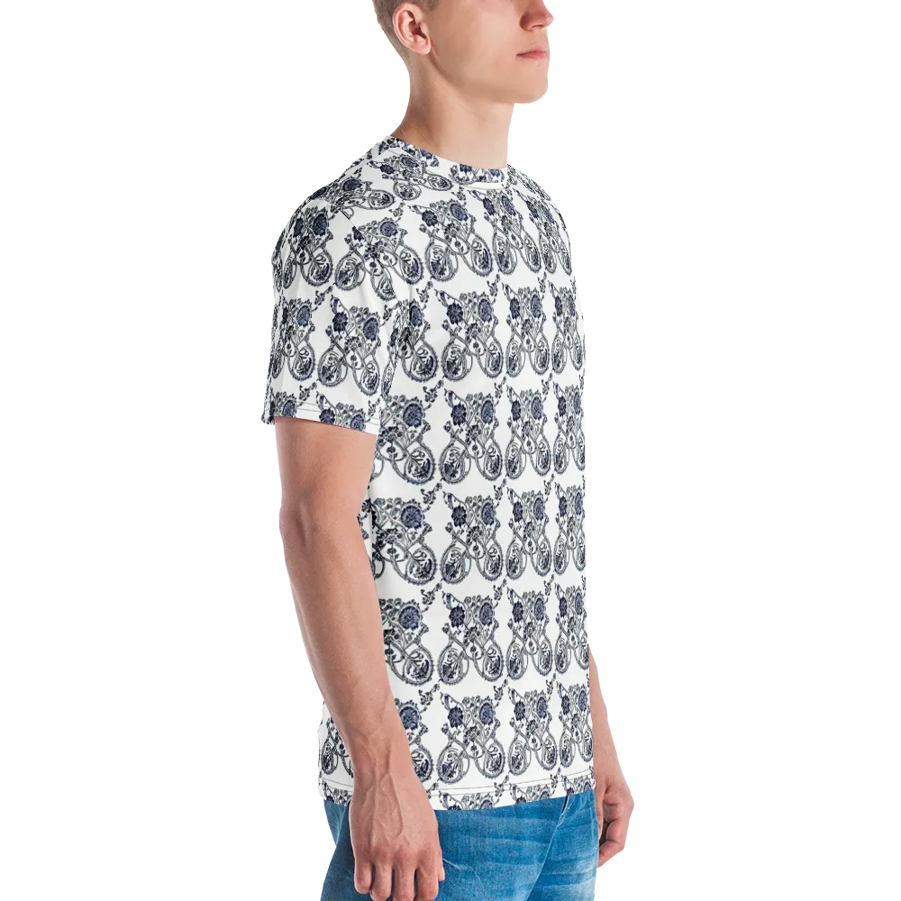 Navy Engraving on Men's Crew Neck T-Shirt — Right