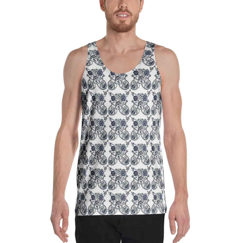 Navy Engraving on Men's Tank Top — Front