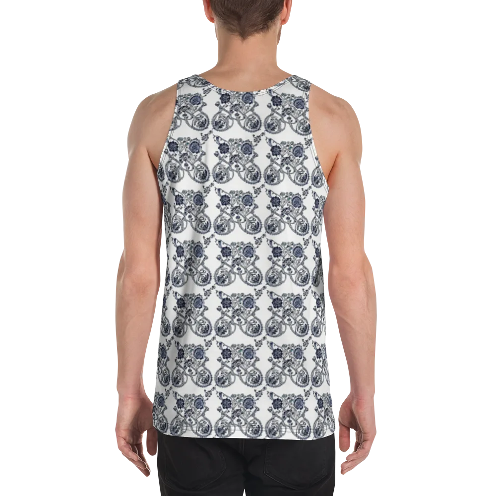 Navy Engraving on Men's Tank Top — Back
