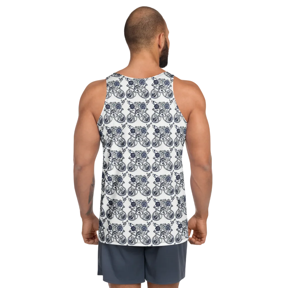 Navy Engraving on Men's Tank Top — Back