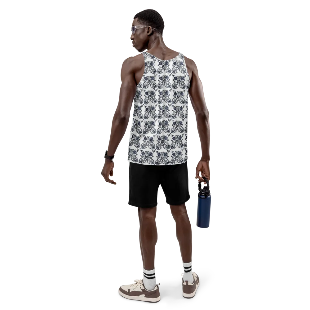 Navy Engraving on Men's Tank Top — Back