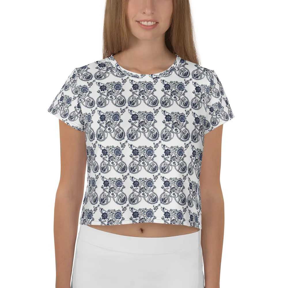 Navy Engraving on Crop Tee — Front