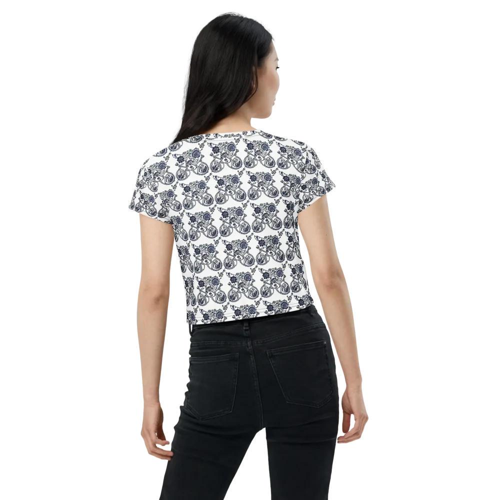 Navy Engraving on Crop Tee — Back