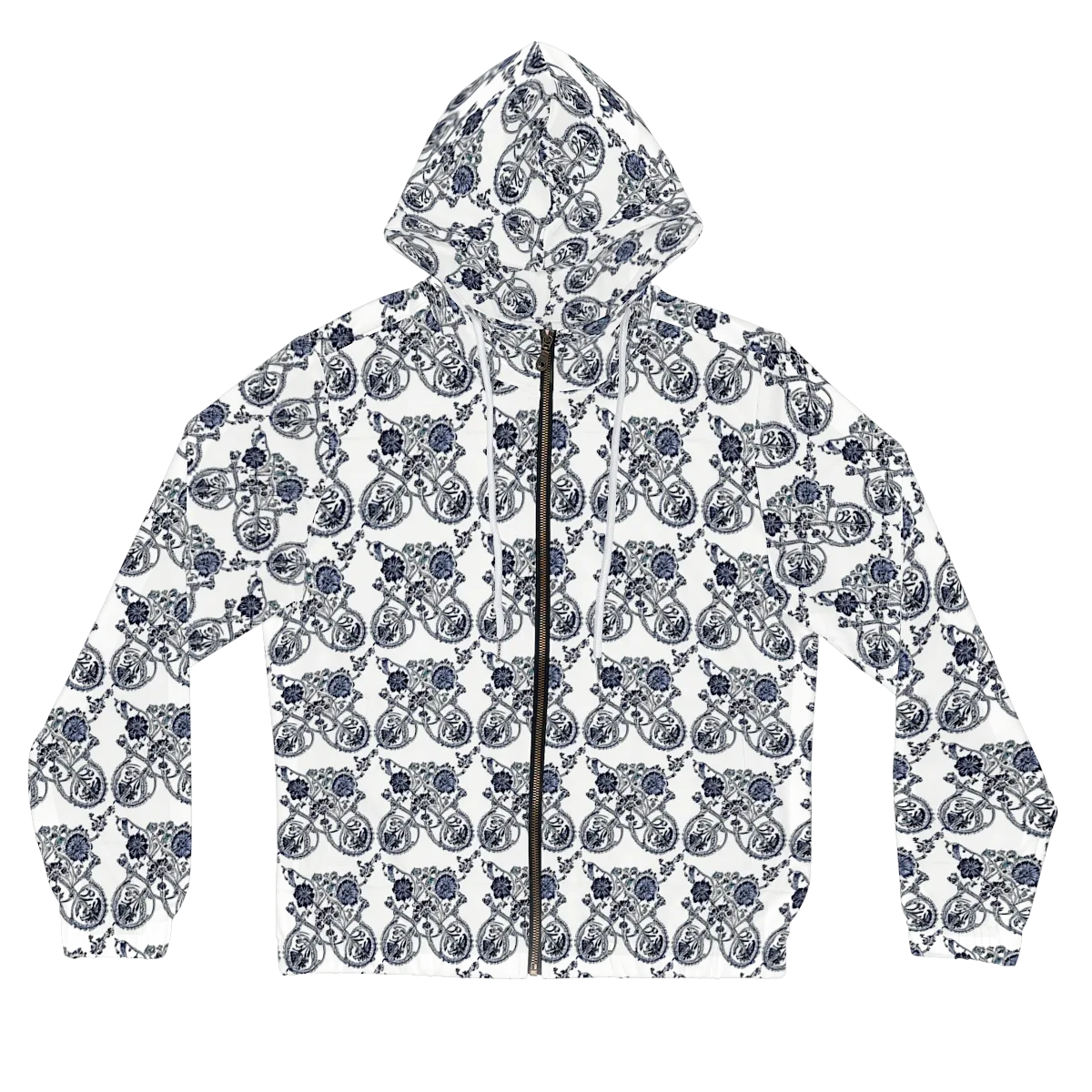 Navy Engraving on Women's Full-Zip Hoodie — Front