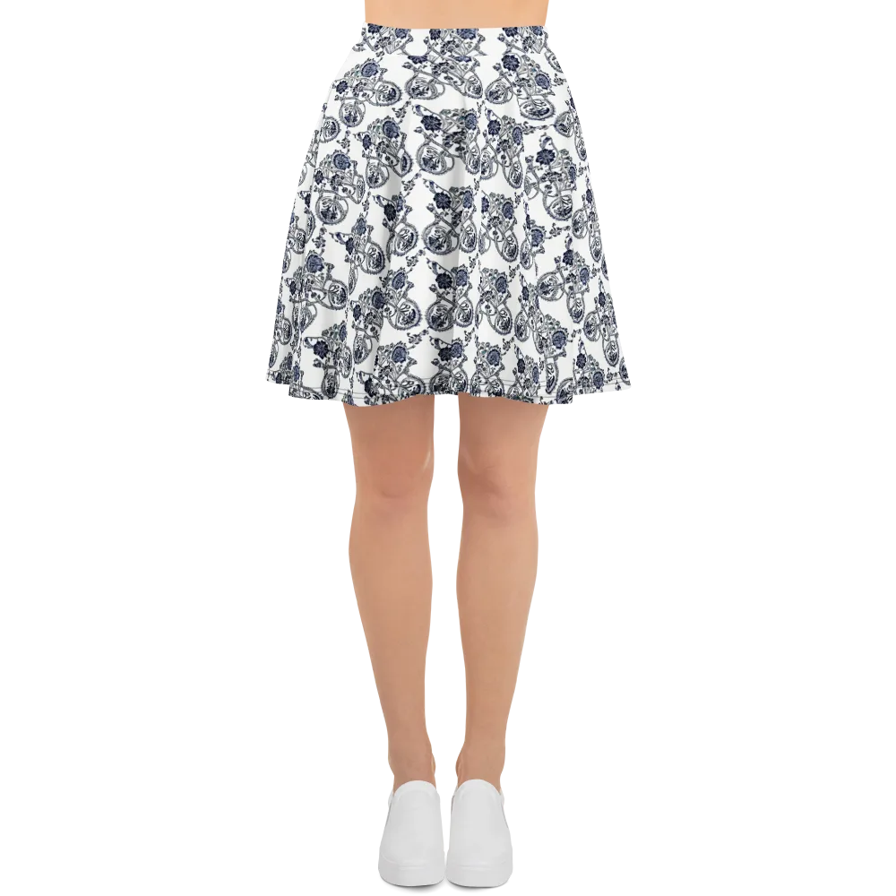 Navy Engraving on Skater Skirt — Front