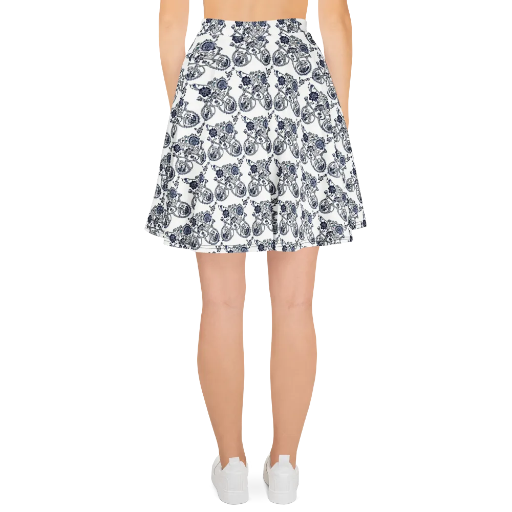 Navy Engraving on Skater Skirt — Back