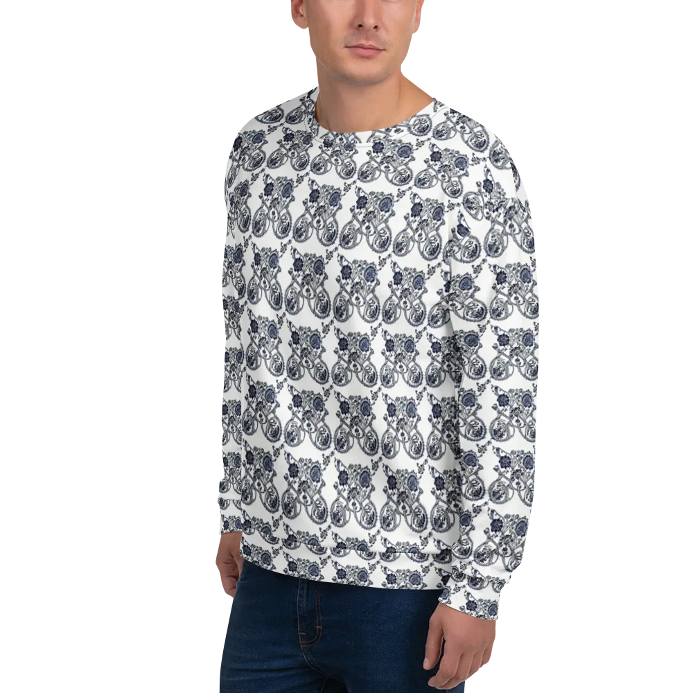 Navy Engraving on Sweatshirt — Left Front