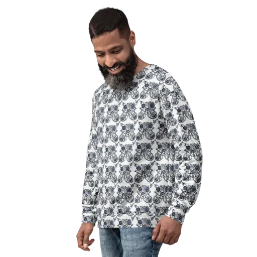 Navy Engraving on a Sweatshirt