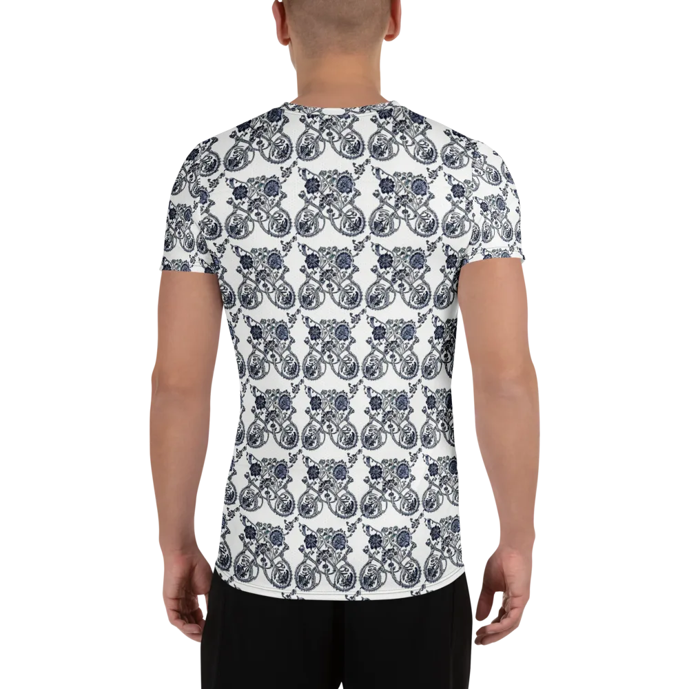 Navy Engraving on Men's Athletic T-Shirt — Back