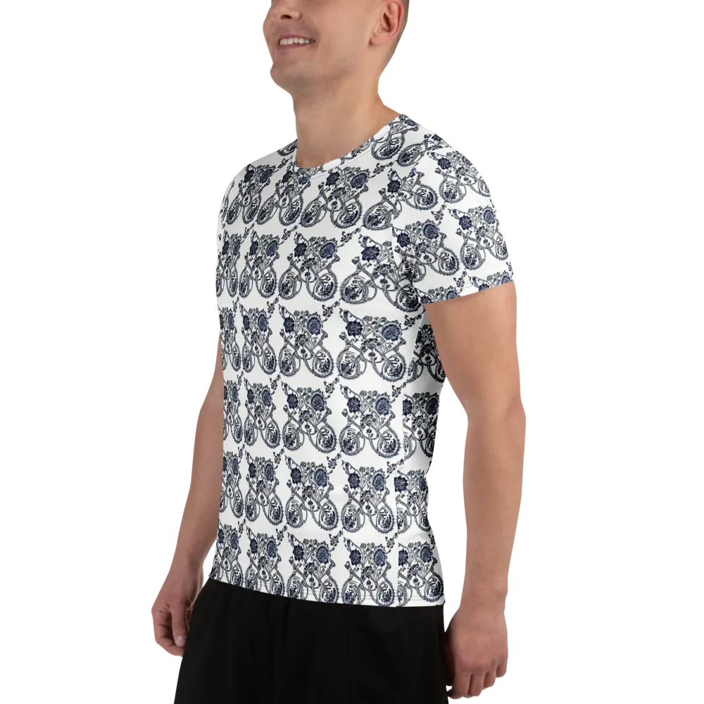 Navy Engraving on Men's Athletic T-Shirt — Left