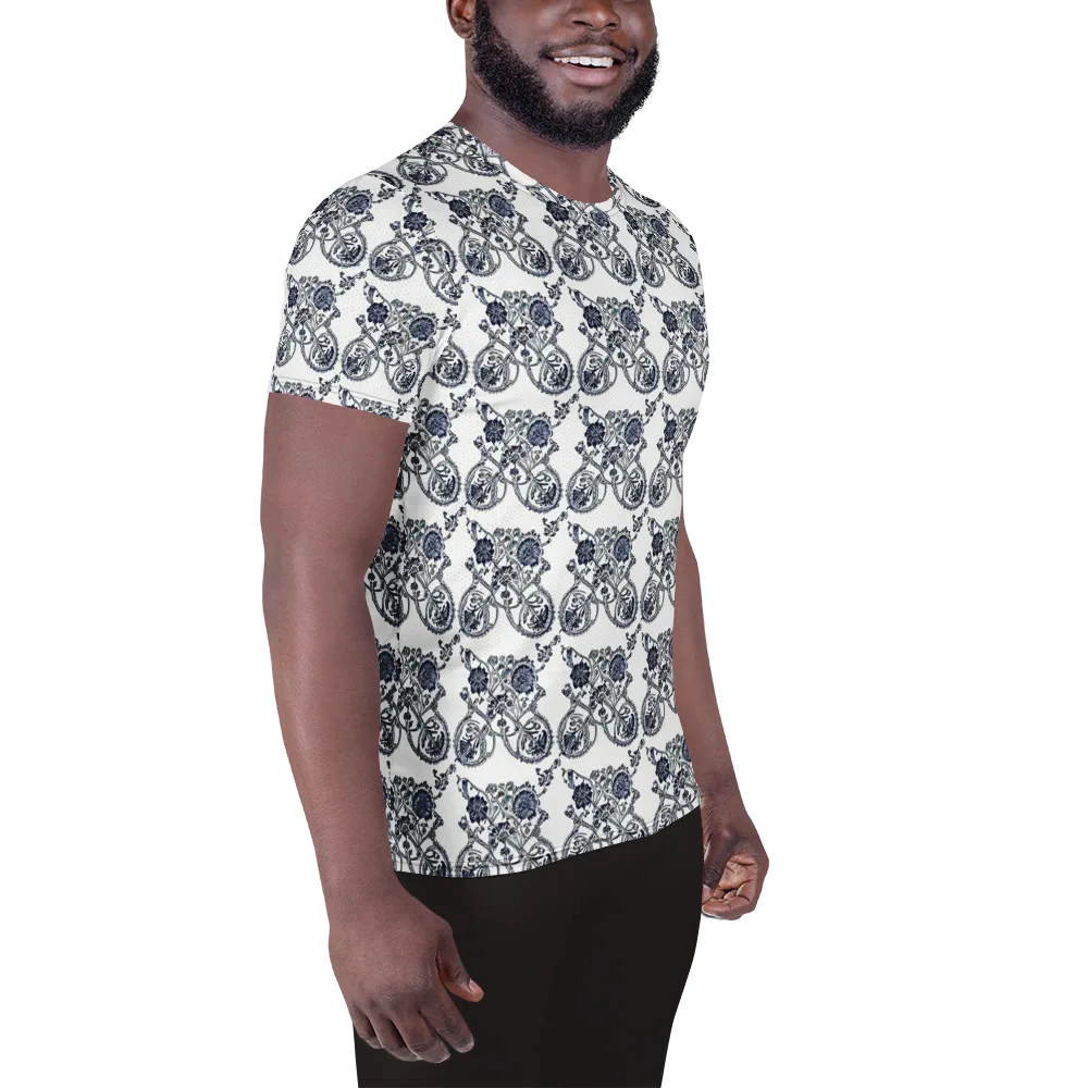 Navy Engraving on Men's Athletic T-Shirt — Right