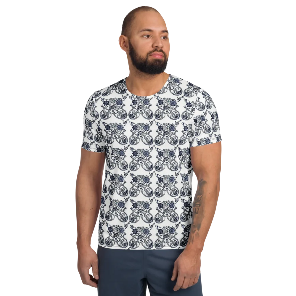 Navy Engraving on Men's Athletic T-Shirt — Front