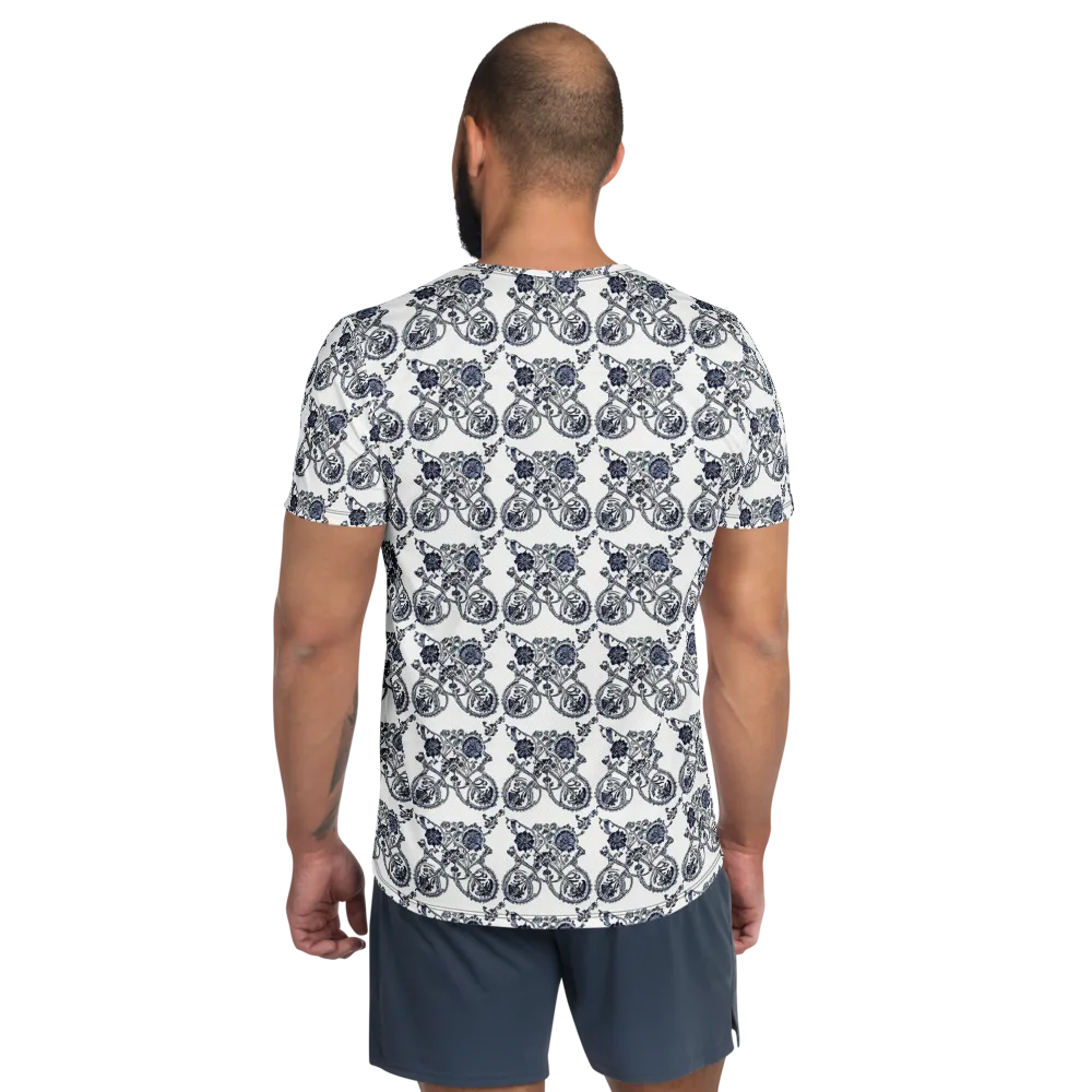 Navy Engraving on Men's Athletic T-Shirt — Back