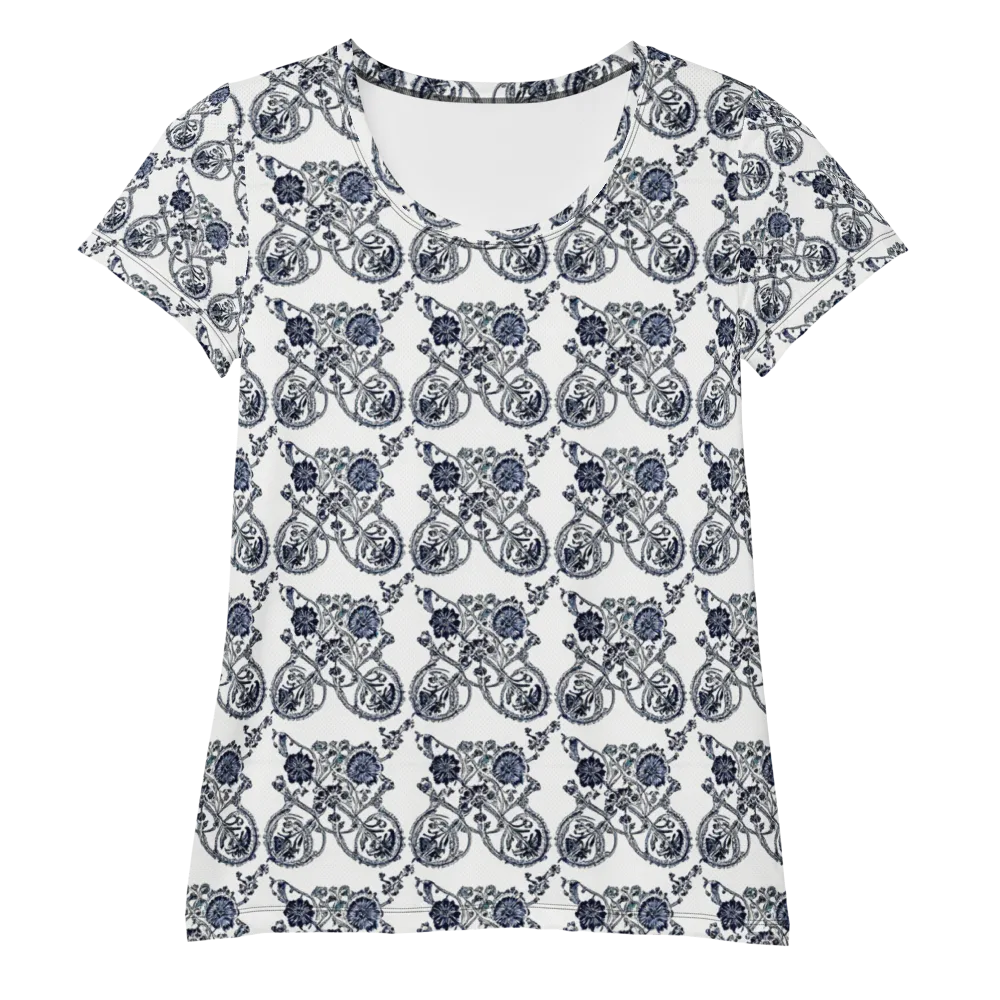 Navy Engraving on Women's Athletic T-Shirt — Front