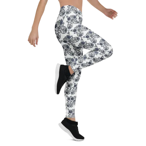 Navy Engraving on a Leggings