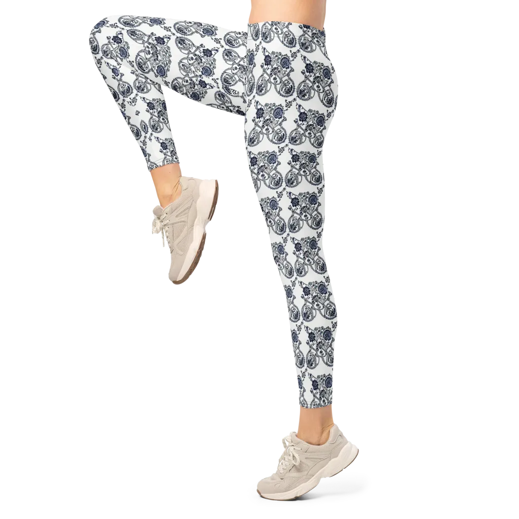 Navy Engraving on Leggings — Left