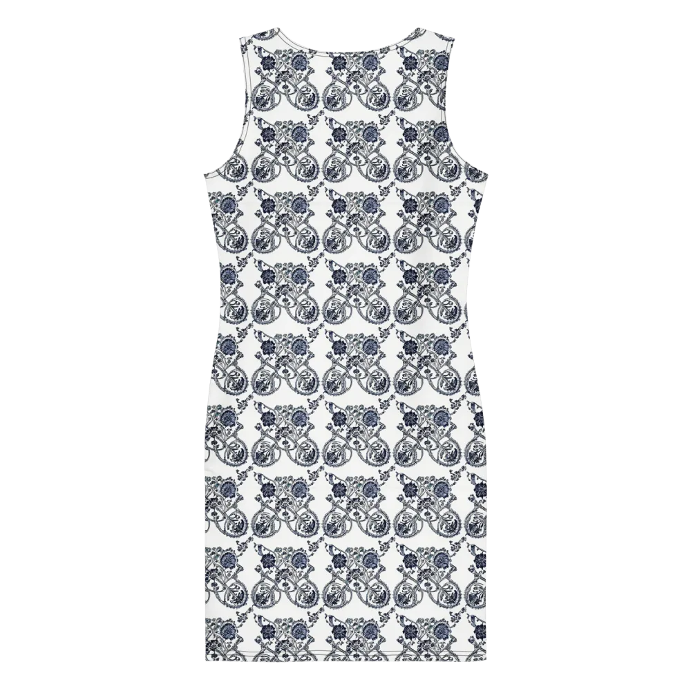 Navy Engraving on Bodycon Dress — Back