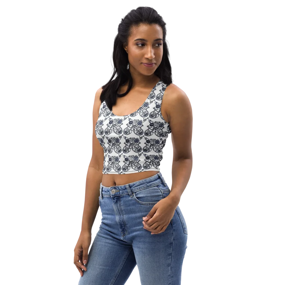 Navy Engraving on Crop Top — Left Front