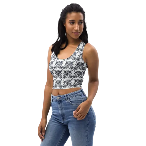 Navy Engraving on a Crop Top