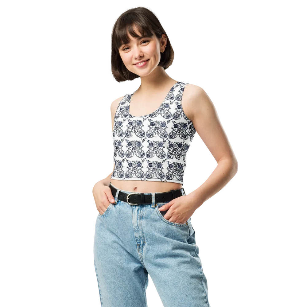 Navy Engraving on Crop Top — Front