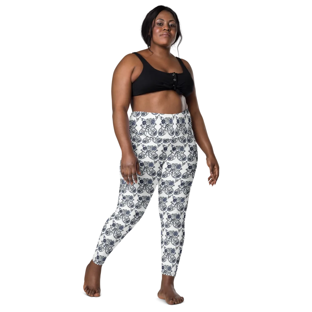 Navy Engraving on Leggings with Pockets — Front