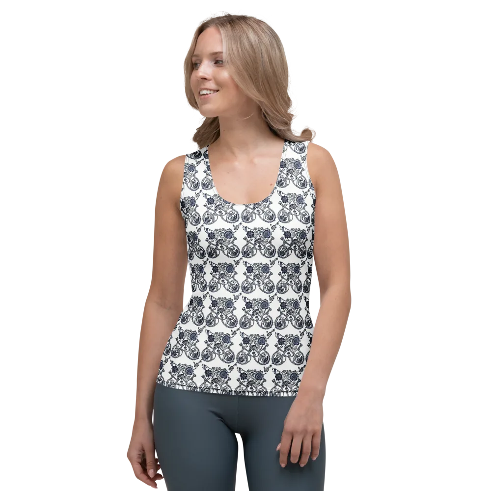 Navy Engraving on Women's Tank Top — Front